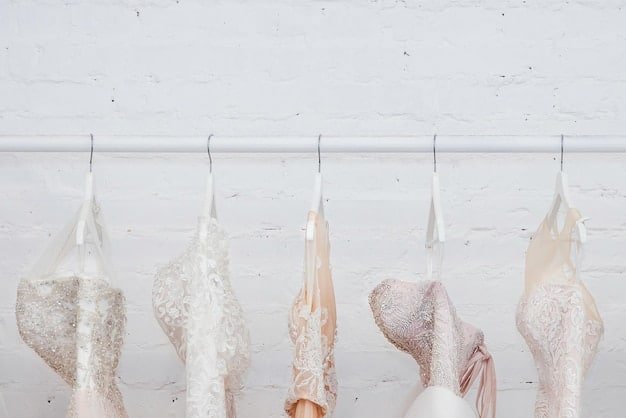 A collection of Shein slip dresses in pastel and metallic colors are displayed on hangers, paired with various accessories like beaded headbands, pearl clutches, and strappy heels. The setup demonstrates complementary hues and accessory coordination for wedding attire.