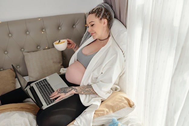 A pregnant woman standing in her living room, wearing comfortable Shein maternity leggings, an oversized knitted sweater, and cozy socks. She is holding a cup of tea and smiling warmly. The room is decorated in a minimalist and cozy style.