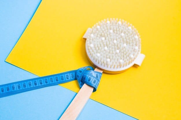 A close-up shot of a measuring tape showing accurate body measurements. The tape is around a woman's waist, demonstrating how to properly measure for clothing sizes. The background is a bright, uncluttered space.