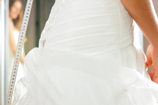 A detailed image of a Shein size chart for wedding dresses, highlighting the different measurements required and showing the conversion from inches to centimeters. Includes visual cues like arrows and circles to draw attention to key areas.