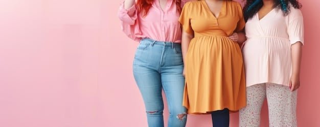 A close-up shot of various Shein plus-size clothing items, such as dresses, tops, and jeans, laid out on a table, highlighting the fabrics, stitching, and design details to allow viewers to assess the clothing's quality.