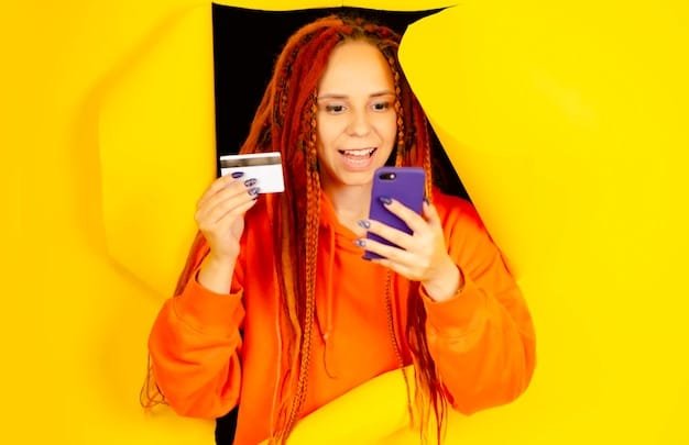 A conceptual image showing a credit card swiping through a Shein webpage on a smartphone, with a thought bubble above the phone displaying clothes overflowing from a closet, symbolizing overspending and excessive consumption.